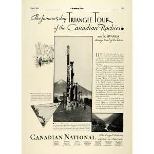 1931 Ad Canadian National Railway Triangle Train Travel Tour Kitwanga 