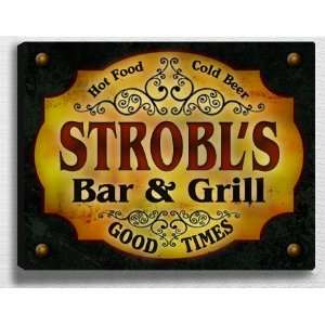  Strobls Bar & Grill 14 x 11 Collectible Stretched 