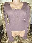 Free People Sz M HEATHERED PURPLE WOOL TIE V neck BUTTO