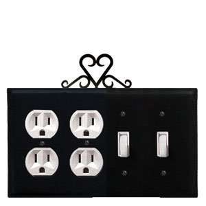 Monazite EOOSS 51 Heart   Double Outlet, Double Switch Electric Cover 