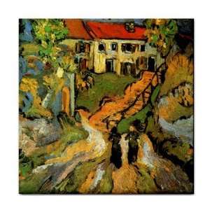 Village Street and Steps in Auvers with Two Figures By Vincent Van 