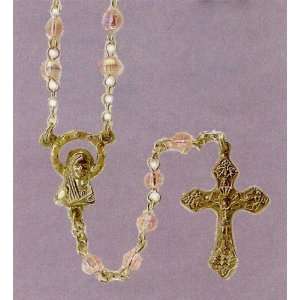   15 Silver Plated Rosary with 4mm Pink Beads   MADE IN ITALY: Jewelry