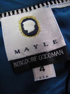 Mayle Dress:Teal Silk Sleeveless /White Stitch Detail 4  