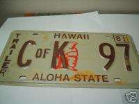 HAWAII VINTAGE AUTO LICENSE PLATE C of K 97 TRAILER  