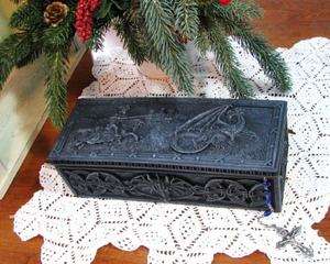 Incredible ST. GEORGE KNIGHT & DRAGON Rosary Box HEAVY PEWTER LOOK 