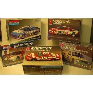 FIVE new and unbuilt plastic NASCAR model kits including drivers such 