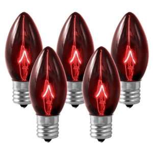 25 Bulbs C9   Red Transparent   Triple Dipped   7 Watt   Intermediate 