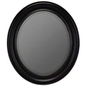  Oval Beveled Mirror with Gold Lining in Black Finish: Home 
