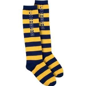   Womens Navy/Gold Rugby Stripe Knee High Socks: Sports & Outdoors