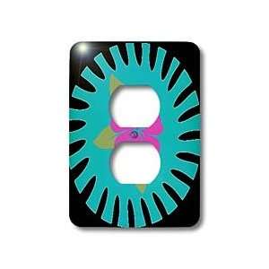   Hawaiian Flower On A Turquoise and Black Background   Light Switch