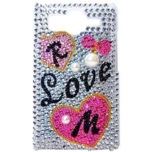  Love Heart Pattern Rhinestone Diamond Case for HTC Desire 
