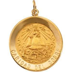  14k Caridad Del Cobre Medal 25mm/14kt yellow gold: Jewelry