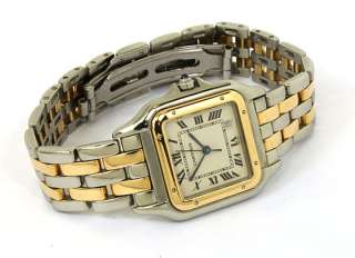 STYLISH CARTIER PANTHER STAINLESS STEEL & 18K YELLOW GOLD WRIST WATCH 