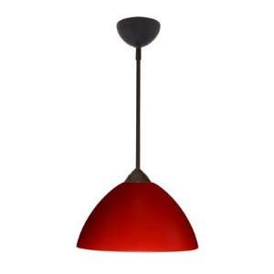Light Stem Mount Pendant with Dome Canopy Finish Satin Nickel, Glass 