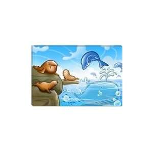   and Whale Cartoon Children Play Room Art Canvas G