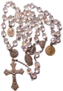 SUPERB 22” CRYSTAL ROCK ROSARY WITH 5 EXTRA MEDALS  