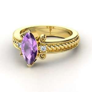  Catelyn Ring, Marquise Amethyst 14K Yellow Gold Ring with 