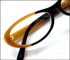 Large Carved Oval Eyeglass Frames Caramel/Black  