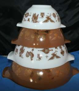 Pyrex Nesting Mixing Bowls Federal Pour Spouts Set of 4  