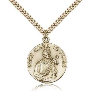  Gold Filled St. Saint Martin de Porres Medal Pendant 1 x 7 