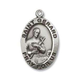 Sterling Silver St. Gerard Medal Pendant with 24 Stainless Chain in 