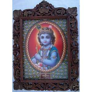  Lord Krishna with his 108 Names, Wood Craft Frame 