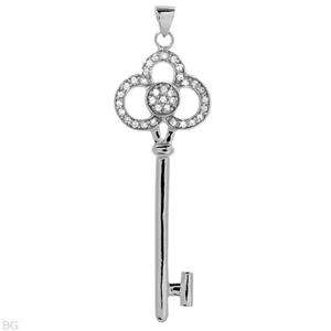 Brand New Key Pendant with CZs Beautifully Crafted in 925 Sterling 