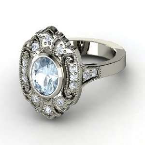  Chamonix Ring, Oval Aquamarine Platinum Ring with Diamond 
