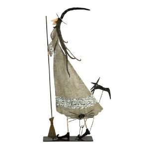  Rustic Finish Wrought Iron Dancing Halloween Witch Statue 