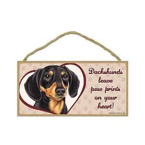  Dachshund (Black & Tan)   leave paw prints on your heart Door Sign 
