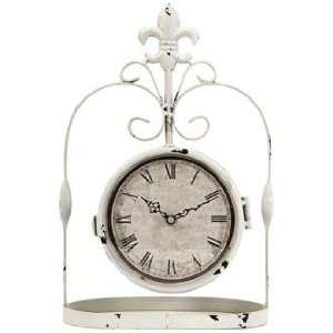    Trinity Double Sided Distressed White Hanging Clock
