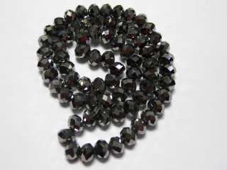 72pcs 6X8mm Rondelle bead Faceted Crystal Glass~Black  
