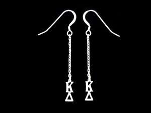 Silver KAPPA DELTA Sorority Earrings Greek Jewelry Dangle French Wire 