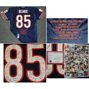 1985 SB XX Bears Signed Reebok LE Stat Navy Jersey:  Sports 