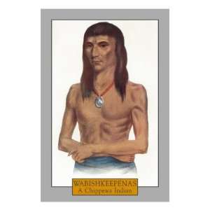 Wabishkeepenas   Portrait of a Chippewa Chief, c.1844 Premium Poster 