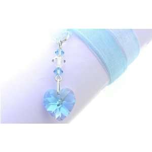  Something Blue Crystal Heart Wedding Bouquet Charm 