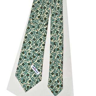 100% new KITON Napoli sevenfold tie off white aqua floral $275 self 