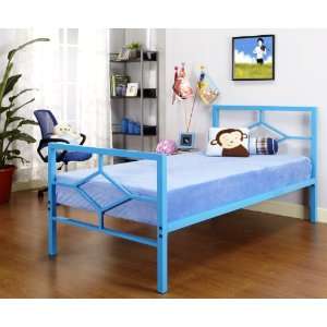   Blue Metal Twin Size Day Bed (Daybed) Frame With Rails