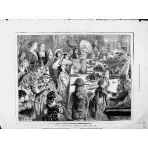   1873 Childrens Christmas Party Dinner Table Dog Print