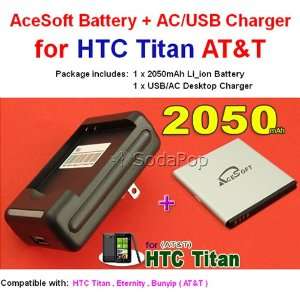  AceSoft 2050mAh Li Ion Battery+Wall Travel Dock USB 