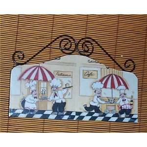  Fat Chef Wall Plaque Home Decor Sign Wood Metal Bistro 
