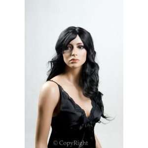  Female Mannequin Long Black Curly Wig 