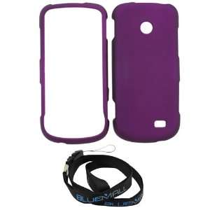 GTMax Purple Rubberized Snap on Hard Cover Case + Neck Strap Lanyard 