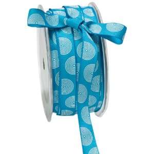   Ribbon, Turquoise Grosgrain with White Circles Arts, Crafts & Sewing