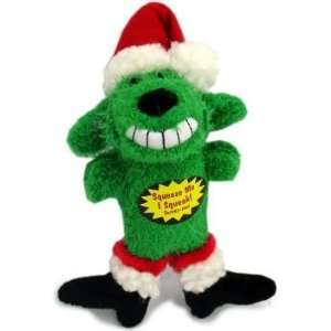   Multipets Santa Loofa Plush Dog Toy That Squeaks, Green: Pet Supplies
