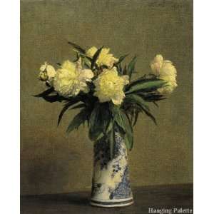  Peonies in a Blue and White Vase