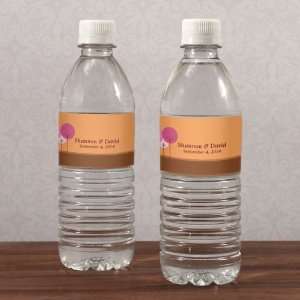  Modern Round Tree Water Bottle Label   Tangerine Orange 