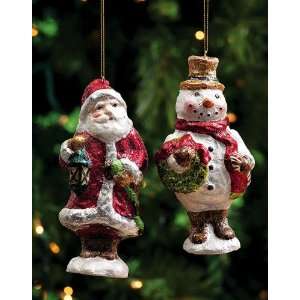 Santa & Snowman Paperpulp Ornaments