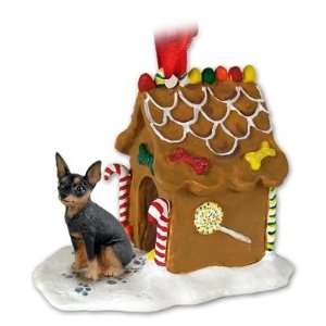   : Miniature Pinscher Ginger Bread Dog House Ornament: Home & Kitchen