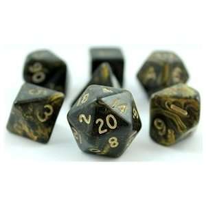   Set (Ancient Black and Gold) roleplaying game dice + bag: Toys & Games